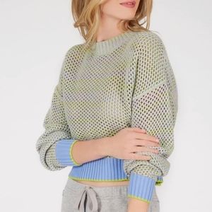 Lime + Lavender Mesh Knit Sweater by 525 America